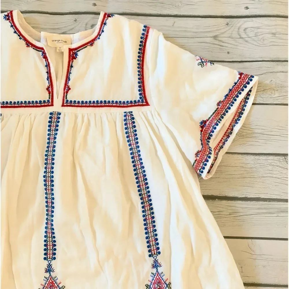 Orange Creek white boho babydoll top-medium - Picture 2 of 8